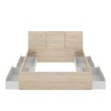 Letto alla francese moderno bianco e rovere 195x146cm - Villata
