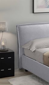 Letto alla francese rivestito grigio 140x220cm - Brienza