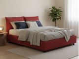Letto alla francese sfoderabile rosso 155x205cm - Arden