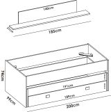 Letto bambini 200x99cm bianco e blu - Arod
