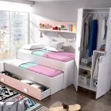 Letto bambini 200x99cm bianco e rosa - Arod