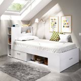 Letto bambini cassetti e scaffale 218x99cm bianco - Adrielle