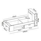 Letto bambini cassetti e scaffale 218x99cm bianco - Adrielle