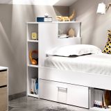 Letto bambini cassetti e scaffale 218x99cm bianco - Adrielle