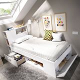 Letto bambini cassetti e scaffale 218x99cm bianco - Adrielle