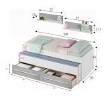 Letto contenitore bambini 199x96cm bianco e cemento - Asi