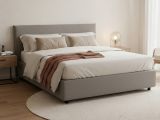 Letto francese contenitore grigio 155x215cm - Aros