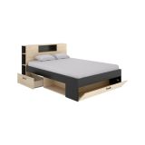 Letto francese elegante antracite e rovere 218x149cm - Conching