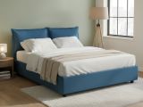 Letto francese imbottito blu 155x205cm - Askari