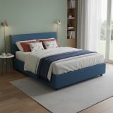 Letto francese imbottito blu 155x215cm - Aros