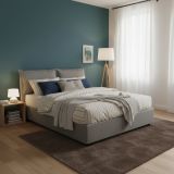 Letto francese imbottito grigio 155x205cm - Askari