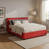 Letto francese imbottito rosso 155x205cm - Alion