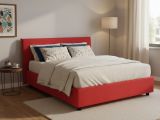 Letto francese imbottito rosso 155x205cm - Alion