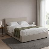 Letto francese imbottito tortora 155x215cm - Morganite