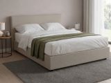Letto francese imbottito tortora 155x215cm - Morganite