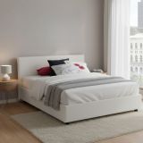 Letto francese in ecopelle bianco 155x205cm - Argain