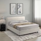 Letto francese in tessuto beige 140x210cm - Bronte