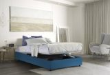Letto francese in tessuto blu 155x205cm - Attilino