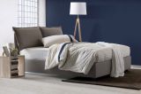 Letto francese in tessuto tortora 155x215cm - Agalo