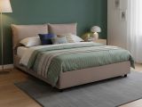 Letto francese in tessuto tortora 155x215cm - Agalo