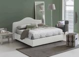 Letto matrimoniale Annunziata, Letto contenitore con rivestimento in tessuto, 100% Made in Italy, Apertura frontale, con materasso Cm 160x190 incluso, Bianco