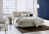 Letto matrimoniale Antonia, Letto contenitore con rivestimento in tessuto, 100% Made in Italy, Apertura frontale, adatto per materasso Cm 160x200, Beige