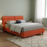 Letto Matrimoniale Arancione Materasso Incluso Sfoderabile, Contenitore Made in Italy - Annus