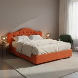 Letto Matrimoniale Arancione Sfoderabile Contenitore, Dimensione Materasso 160x190 cm Made in Italy - Arex