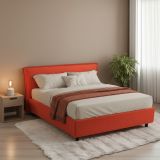 Letto Matrimoniale Arancione Sfoderabile Contenitore, Dimensione Materasso 160x200 cm Made in Italy - Bubbio