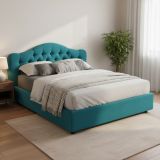 Letto Matrimoniale Azzurro Materasso Incluso Sfoderabile, Contenitore Made in Italy - Alfer