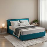 Letto Matrimoniale Azzurro Materasso Incluso Sfoderabile, Contenitore Made in Italy - Bruzolo