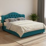 Letto Matrimoniale Azzurro Sfoderabile Contenitore, Dimensione Materasso 160x200 cm Made in Italy - Aly