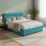 Letto Matrimoniale Azzurro Sfoderabile Contenitore, Dimensione Materasso 160x200 cm Made in Italy - Briaglia