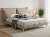 Letto matrimoniale beige 180x220cm imbottito - Anatoly