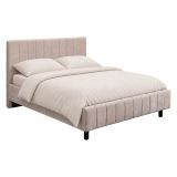 Letto Matrimoniale Beige Dimensione Materasso 160x200 cm Testiera e Giroletto Imbottiti, Imbottito - Exmouth