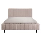 Letto Matrimoniale Beige Dimensione Materasso 160x200 cm Testiera e Giroletto Imbottiti, Imbottito - Exmouth