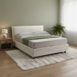 Letto Matrimoniale Beige Materasso Incluso Sfoderabile, Contenitore Made in Italy - Bruzolo