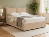 Letto Matrimoniale Beige Sfoderabile Contenitore, Dimensione Materasso 160x190 cm - Calcio