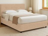 Letto Matrimoniale Beige Sfoderabile Contenitore, Dimensione Materasso 160x190 cm - Colere