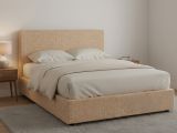 Letto Matrimoniale Beige Sfoderabile Contenitore, Dimensione Materasso 160x190 cm - Lioni