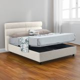Letto Matrimoniale Beige Sfoderabile Contenitore, Dimensione Materasso 160x190 cm Made in Italy - Brienno