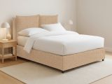 Letto Matrimoniale Beige Sfoderabile Contenitore, Dimensione Materasso 160x190 cm - Riesi