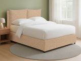 Letto Matrimoniale Beige Sfoderabile Contenitore, Dimensione Materasso 160x200 cm - Davoli