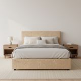 Letto Matrimoniale Beige Sfoderabile Contenitore, Dimensione Materasso 160x200 cm - Frinco