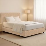 Letto Matrimoniale Beige Sfoderabile Contenitore, Dimensione Materasso 160x200 cm - Lenta
