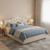 Letto Matrimoniale Beige Sfoderabile Contenitore, Dimensione Materasso 160x200 cm Made in Italy - Aly