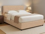 Letto Matrimoniale Beige Sfoderabile Contenitore, Dimensione Materasso 160x200 cm - Melilli