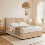 Letto Matrimoniale Beige Sfoderabile Contenitore, Dimensione Materasso 160x200 cm - Orino