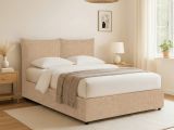 Letto Matrimoniale Beige Sfoderabile Contenitore, Dimensione Materasso 160x200 cm - Orino