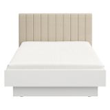 Letto Matrimoniale Bianco Beige Dimensione Materasso 160x200 cm Testiera Imbottita, Imbottito - Byron